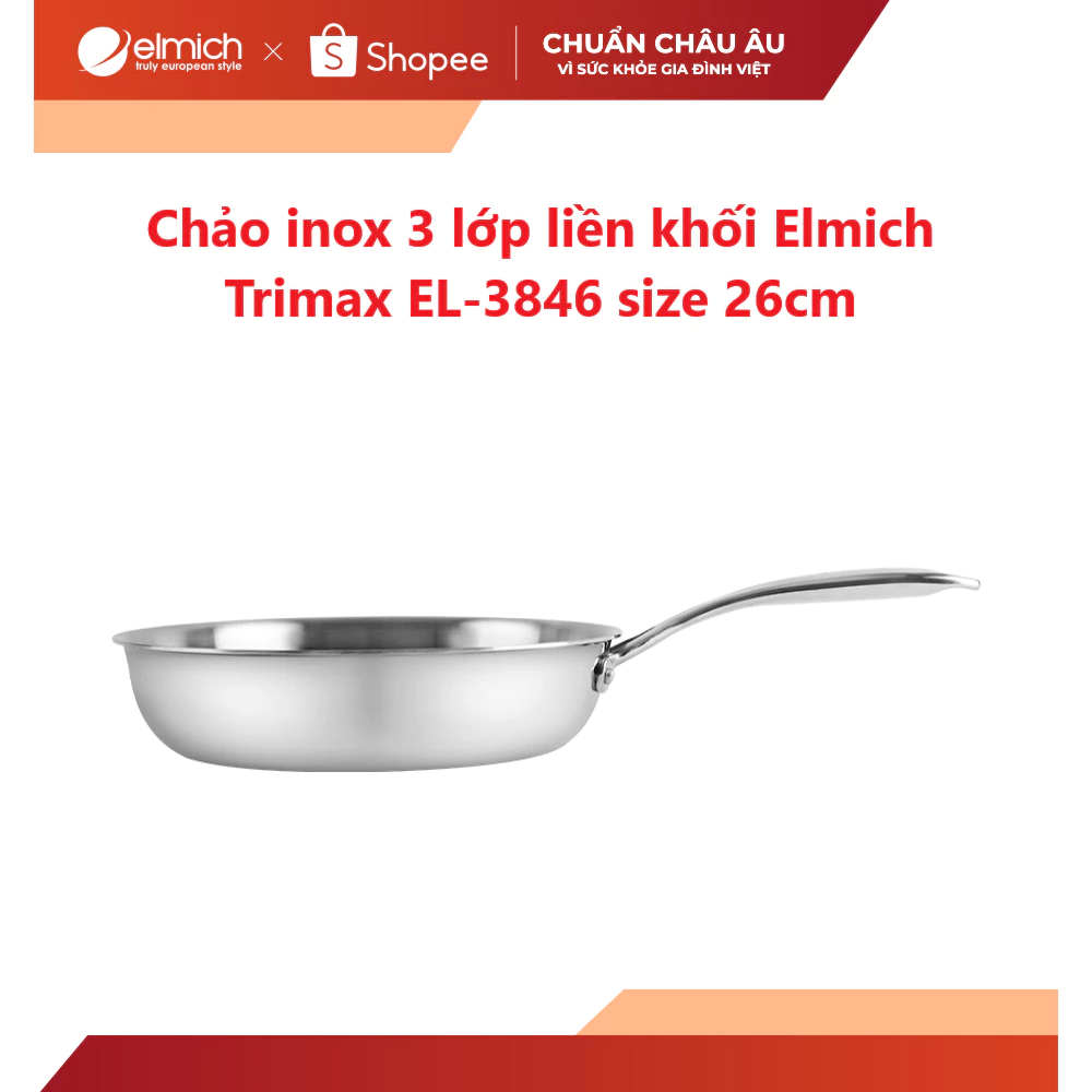 Chảo Inox liền khối Elmich Trimax EL-3846 size 26cm – Sản phẩm bán chạy trên Shopee